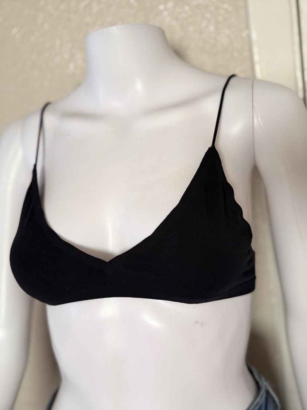 Zara Black Triangle Bralette with Thin Straps